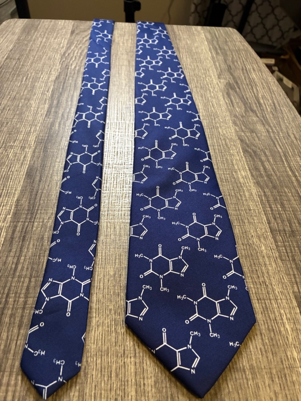 Navy Molecular Pattern Men's Tie - Scientific Print